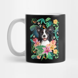 Tropical Black White Border Collie 2 Mug